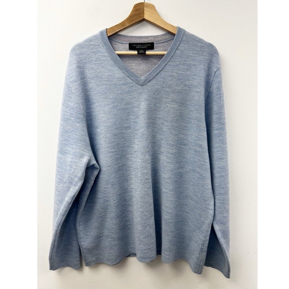 Men's Store Bloomingdales Wool Baby Blue V-Neck Sweater Sz XXL